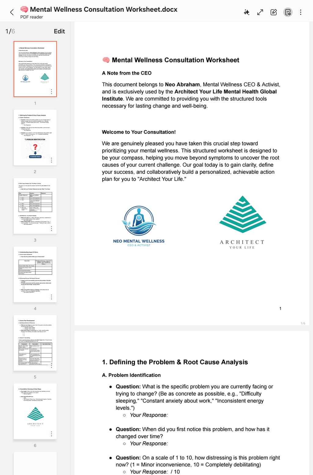 Mental Wellness Consultation (Self-Analysis)