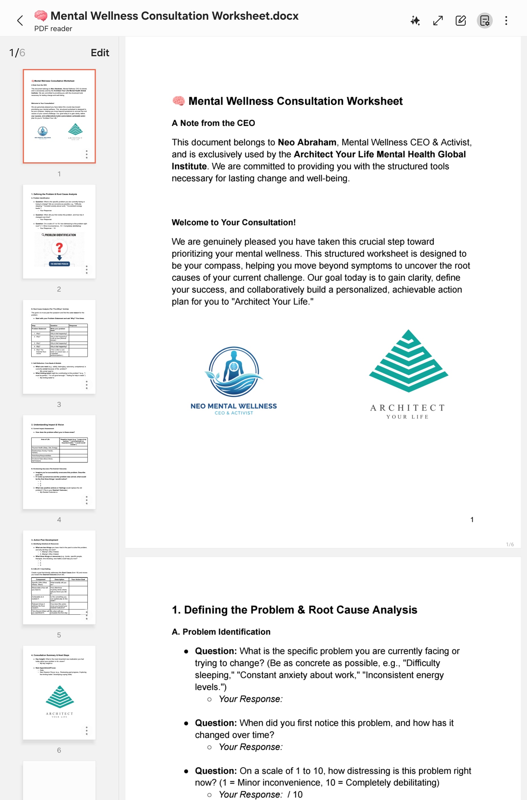 Mental Wellness Consultation (Self-Analysis)