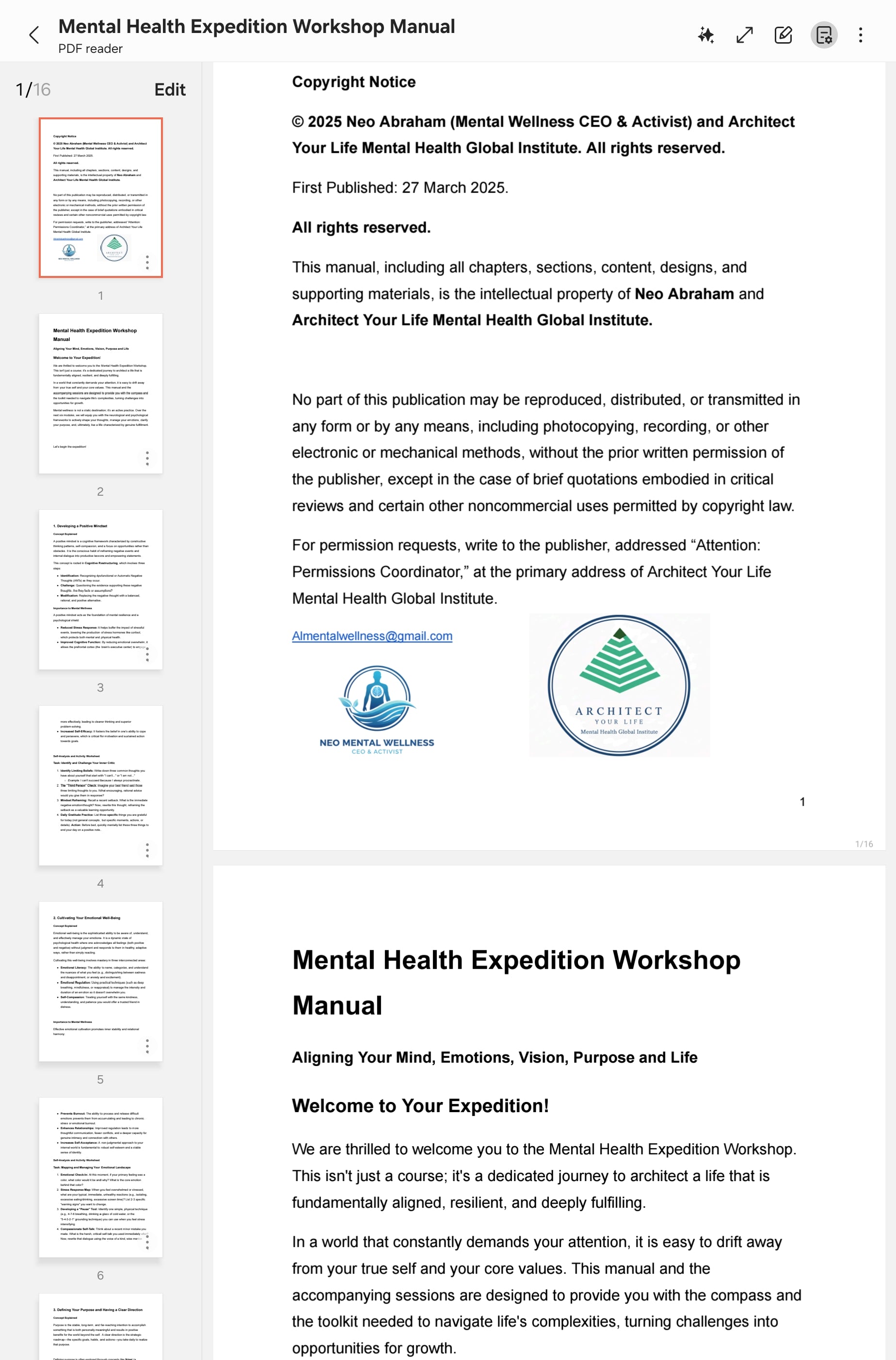 Mental Health Expedition Workshop