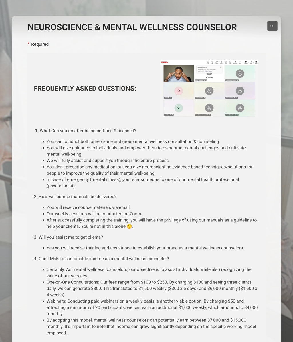 Certified Mental Wellness Practitioner