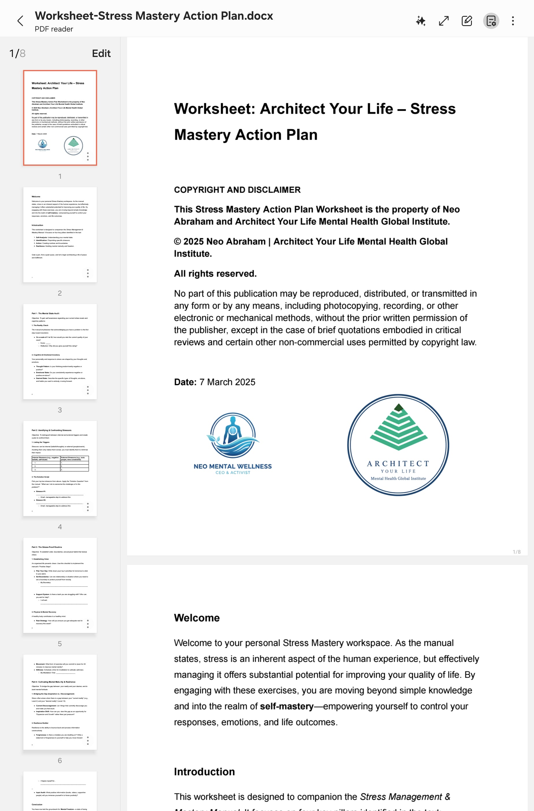 Stress Management and Mastery